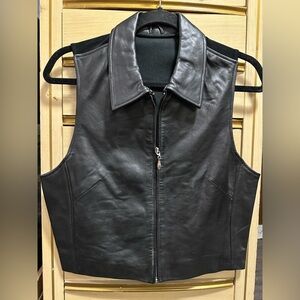 Vintage Studio Siena Black Leather Vest